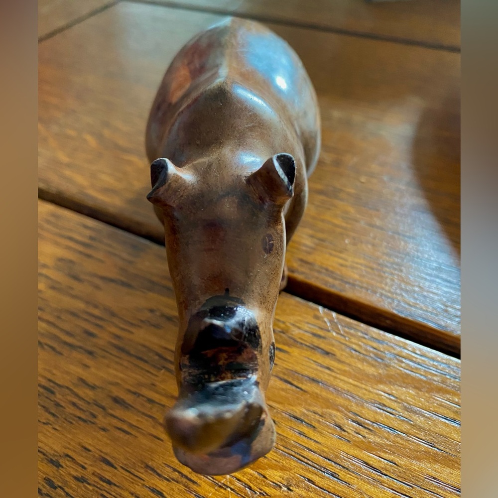 Handcarved 2 Horned African Rhino. Amazing piece of art. Wood is smooth. EC - Picture 11 of 15